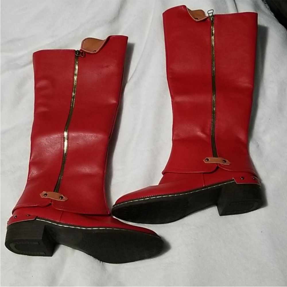 ❤️Red Knee-High Leather    Boots❤️